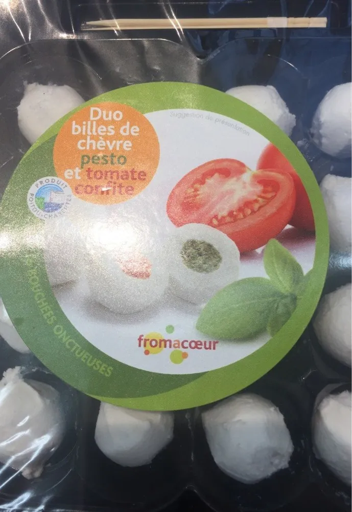 Duo billes chèvre- pesto et tomate confite