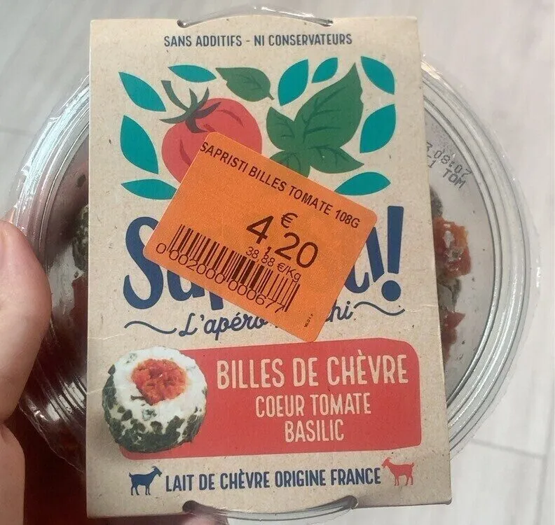 billes de chèvre coeur tomate basilic
