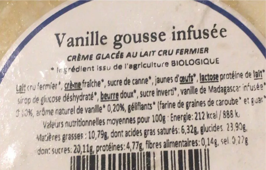 Glaces vanille gousse infusée