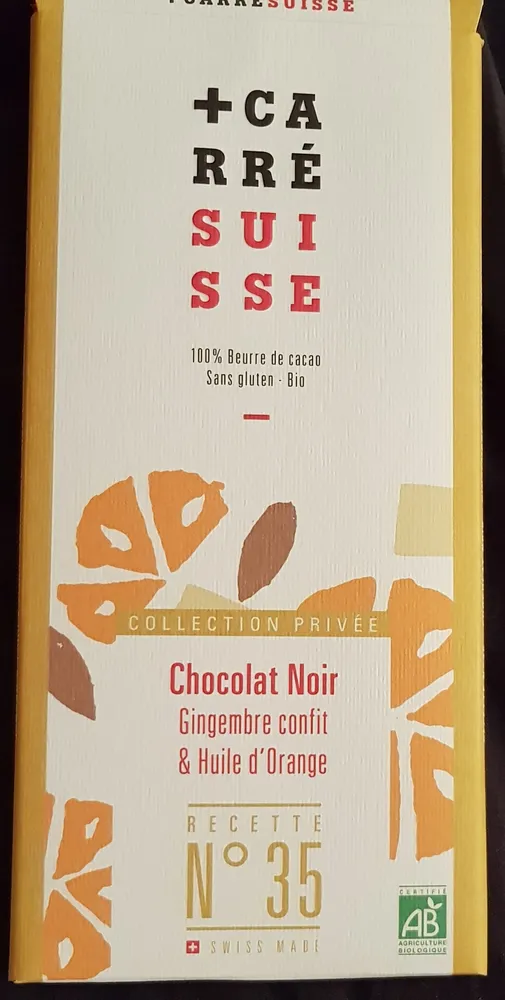 Chocolat noir gingembre confit & huile d'orange