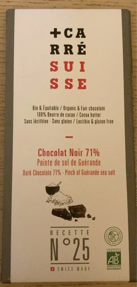 Chocolat Noir 71% Pointe de sel de Guerande