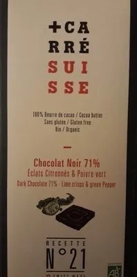 Chocolat noir 71% éclats citronnés et poivre vert recette n°21