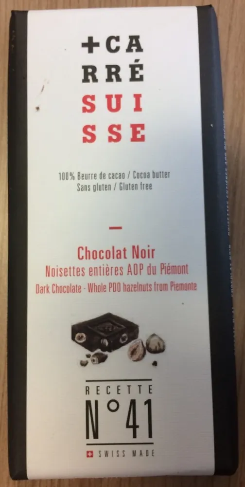 Chocolat noir noisettes entiès