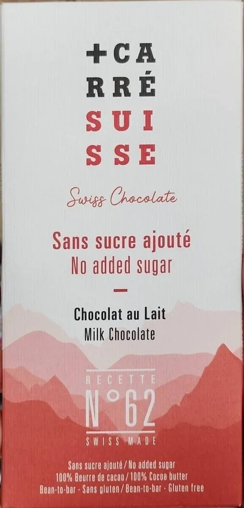 Chocolat au lait sans sucre ajouté