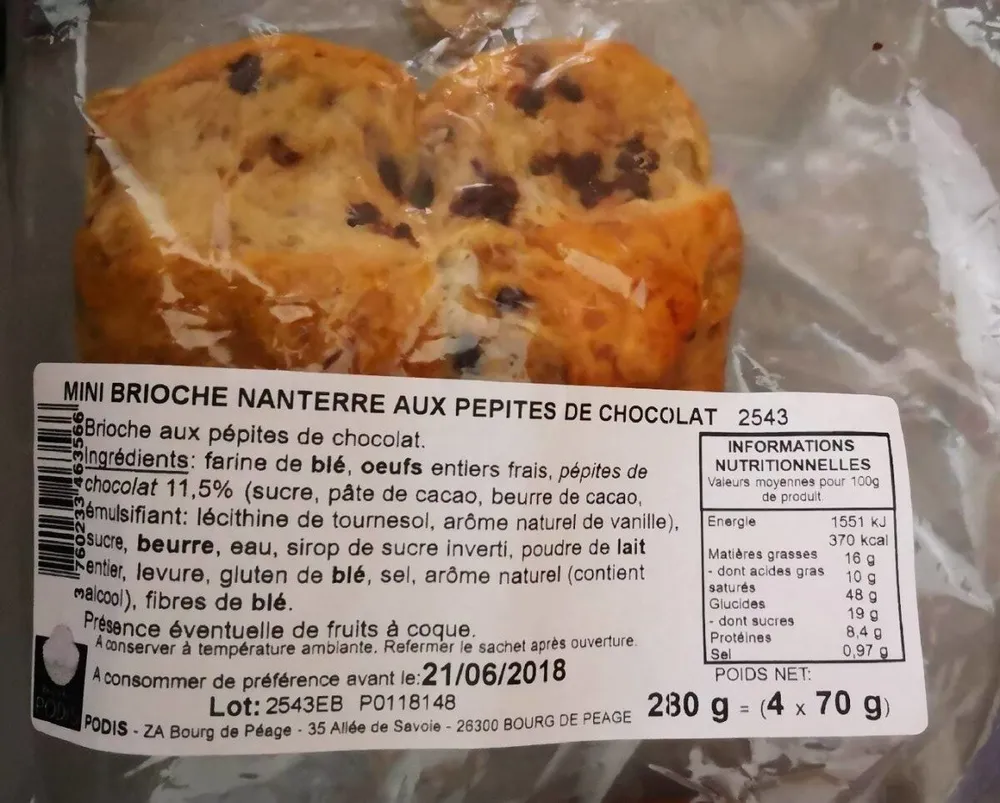 Mini brioche Nanterre aux pépite de chocolat
