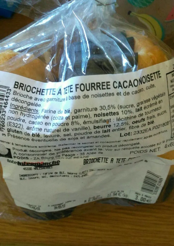 Briochette à tête fourrée cacao noisette