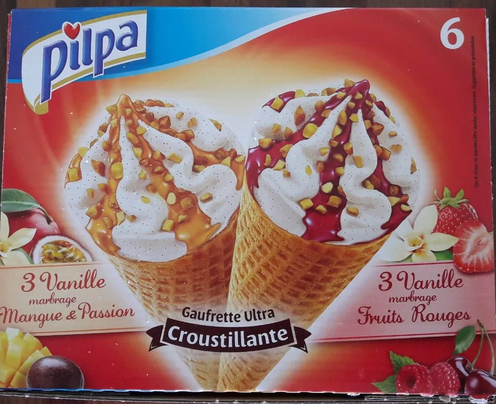 Cornet de glace vanille marbrage Mangue Passion ou FruitsRouges