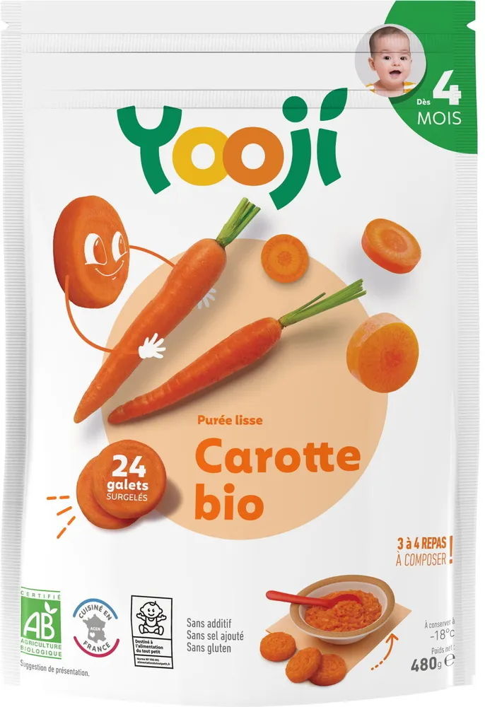 Purée surgelée de carotte bio lisse pour bébé dès 4 mois