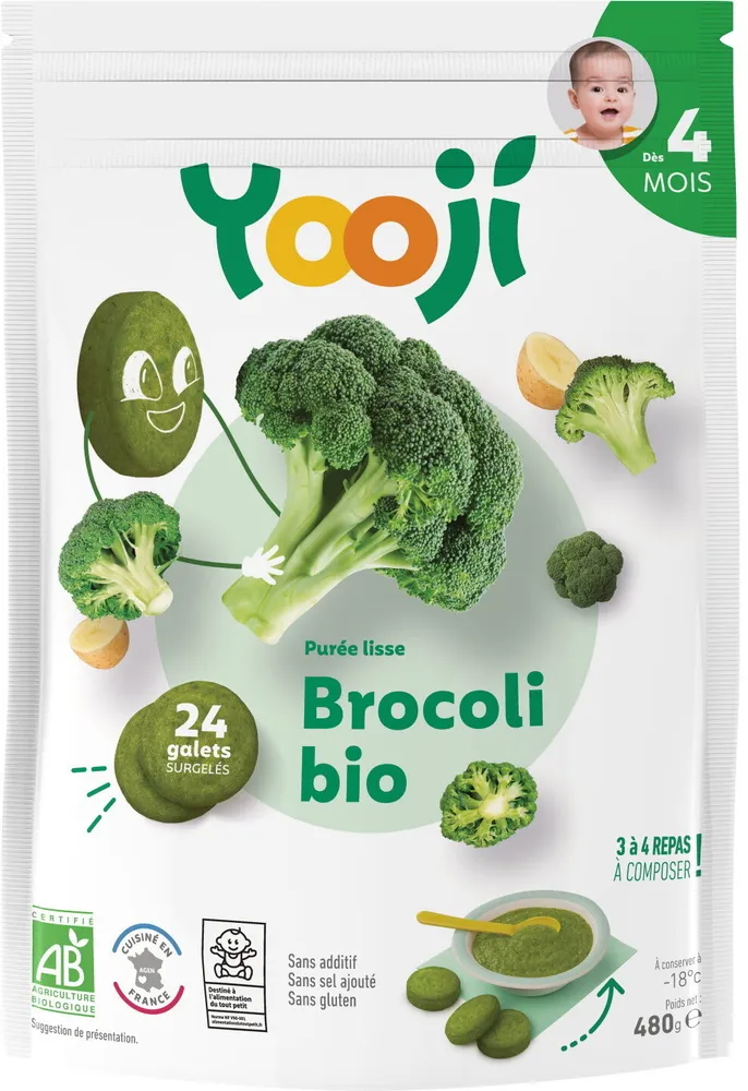 Purée surgelée de brocoli bio lisse pour bébé dès 4 mois