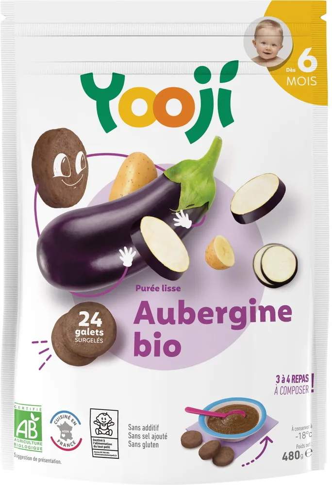 Purée surgelée d'aubergine bio lisse pour bébé dès 6 mois