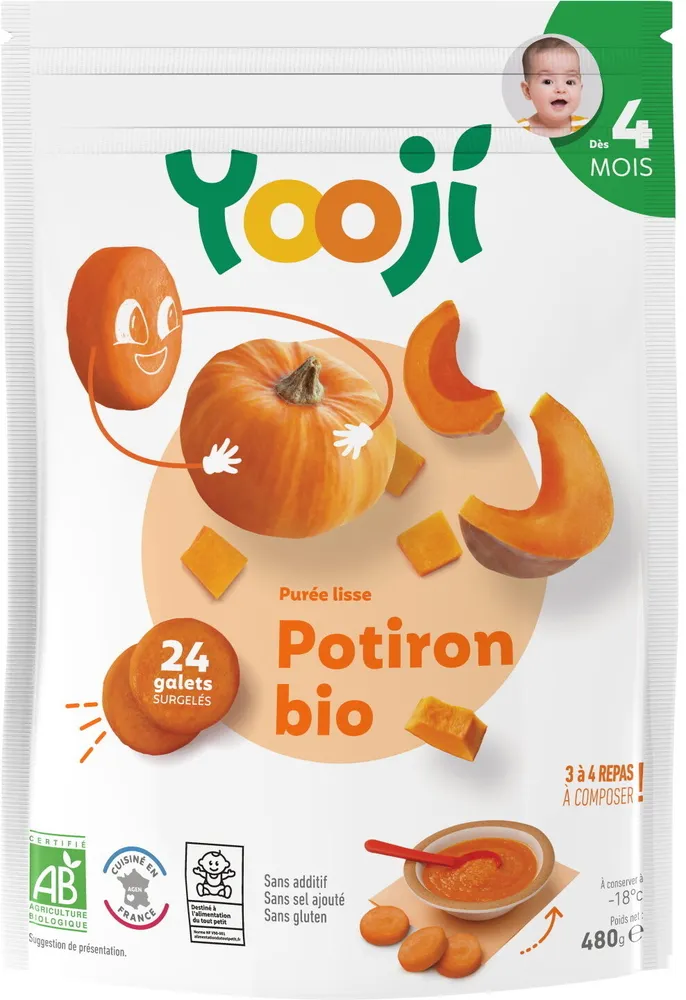 Purée surgelée de potiron bio lisse pour bébé dès 4 mois
