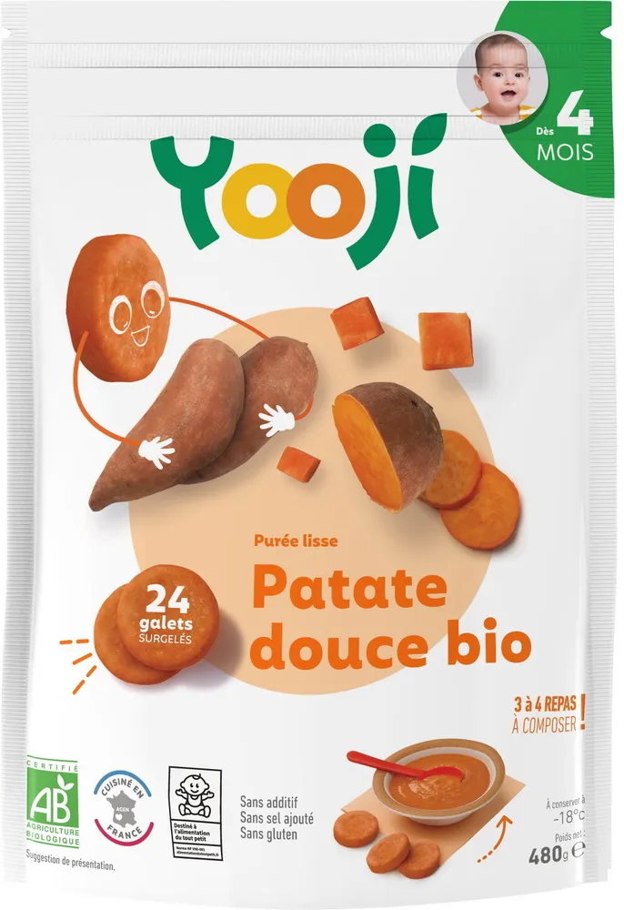 Purée surgelée de patate douce bio lisse pour bébé dès 4 mois