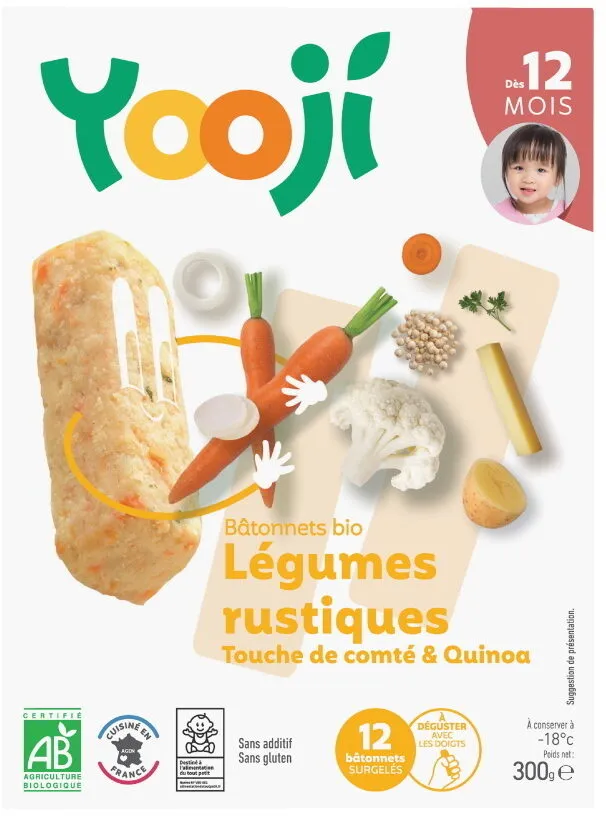 Bâtonnets surgelés bio légumes rustiques, touche de comté & quinoa pour bébé dès 12 mois