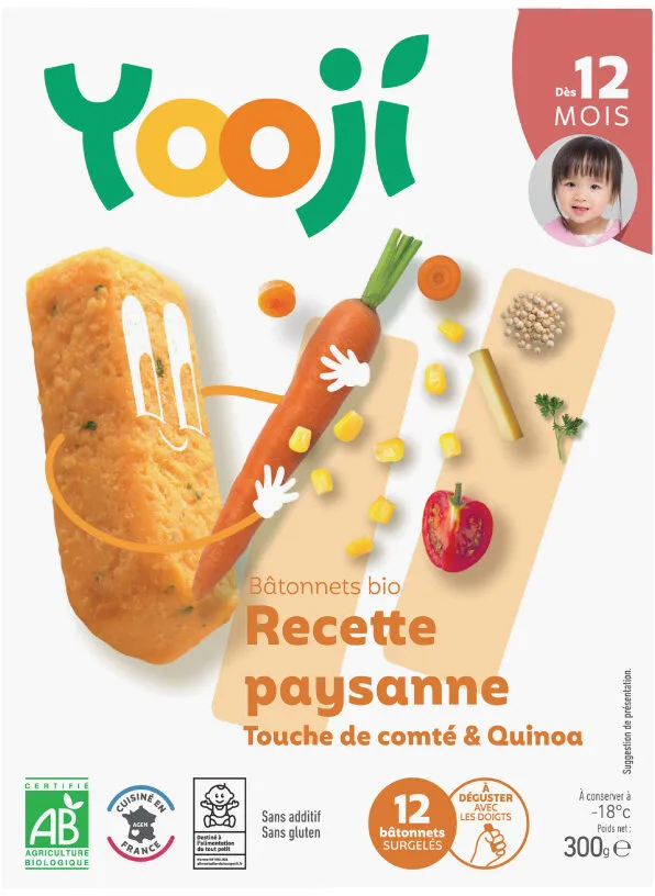 Bâtonnets surgelés bio recette paysanne, touche de comté & quinoa pour bébé dès 12 mois