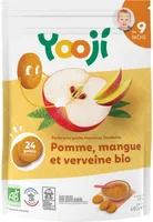 Purée surgelée de pomme, mangue et verveine bio avec petits morceaux fondants pour bébé dès 9 mois