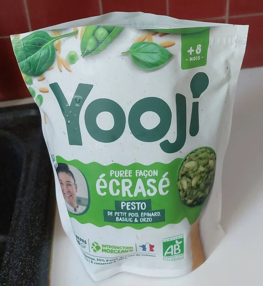 PURÉE FAÇON ÉCRASÉ PESTO DE PETIT POIS, ÉPINARD, BASILIC & ORZO