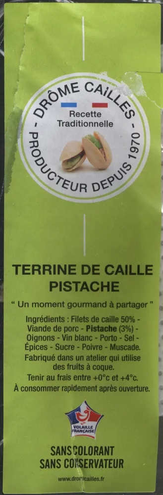 Terrine de Caille Pistavhe