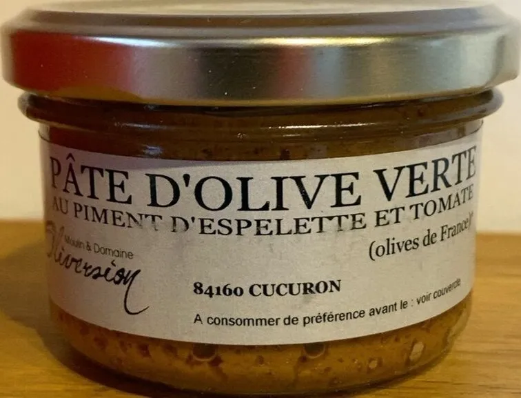 Pâte d’olive verte au piment d’Espelette et tomate