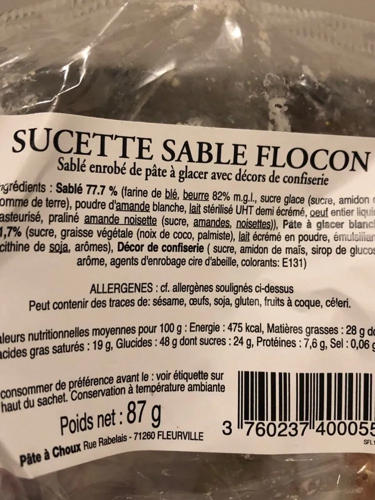 Sucette sable flocons