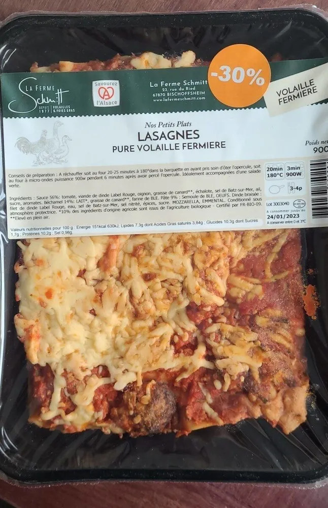 Lasagnes pure volaille fermiere