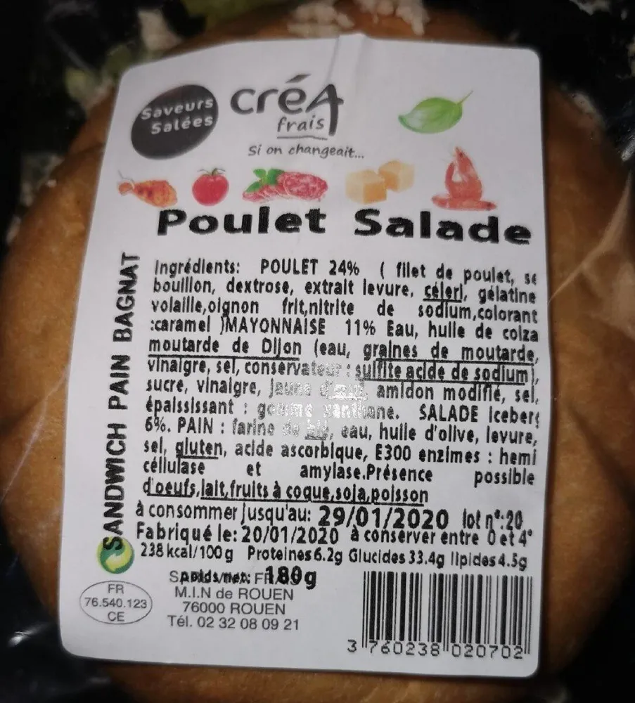 Poulet salades créa frais