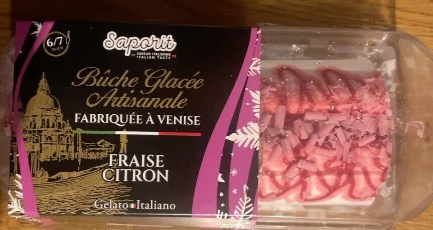 Bûche glacée artisanale fraise citron