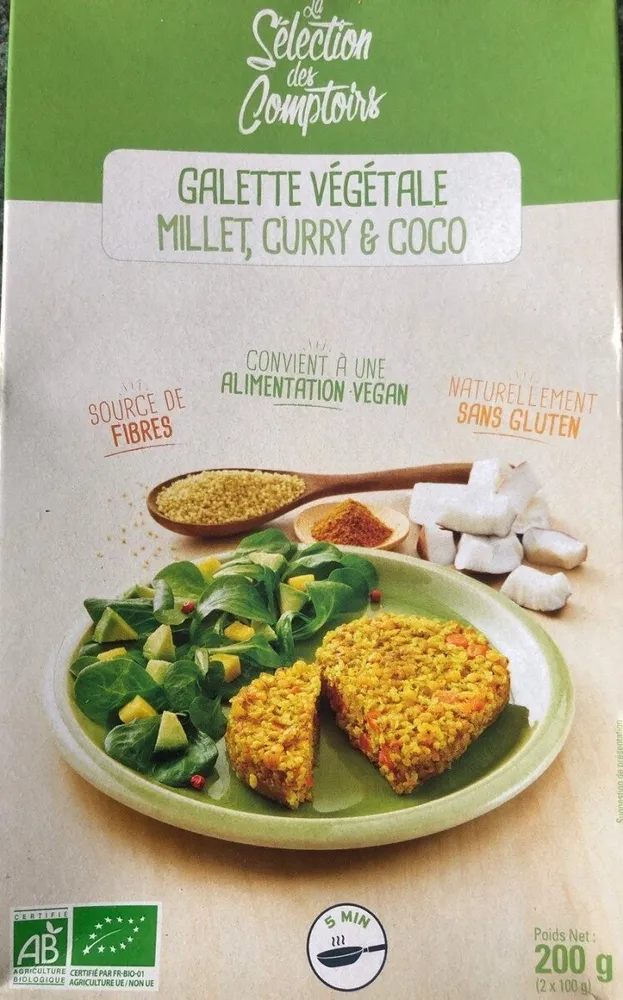 galette vegetale millet, curry & coco