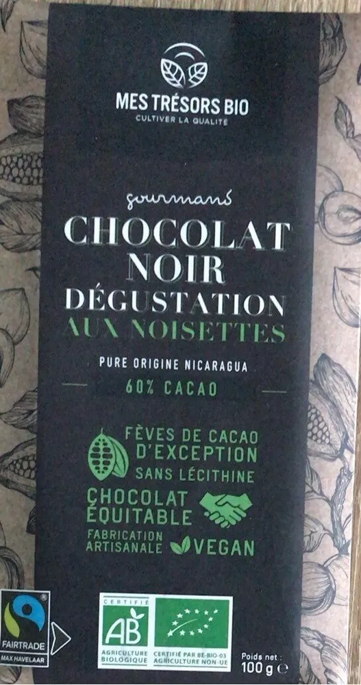 Chocolat Noir 60% Degustation aux Noisettes