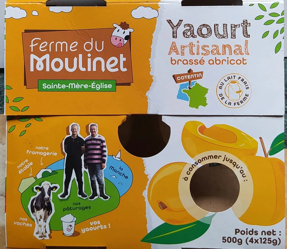 Yaourts artisanal brassé à l'abricot 4x125g