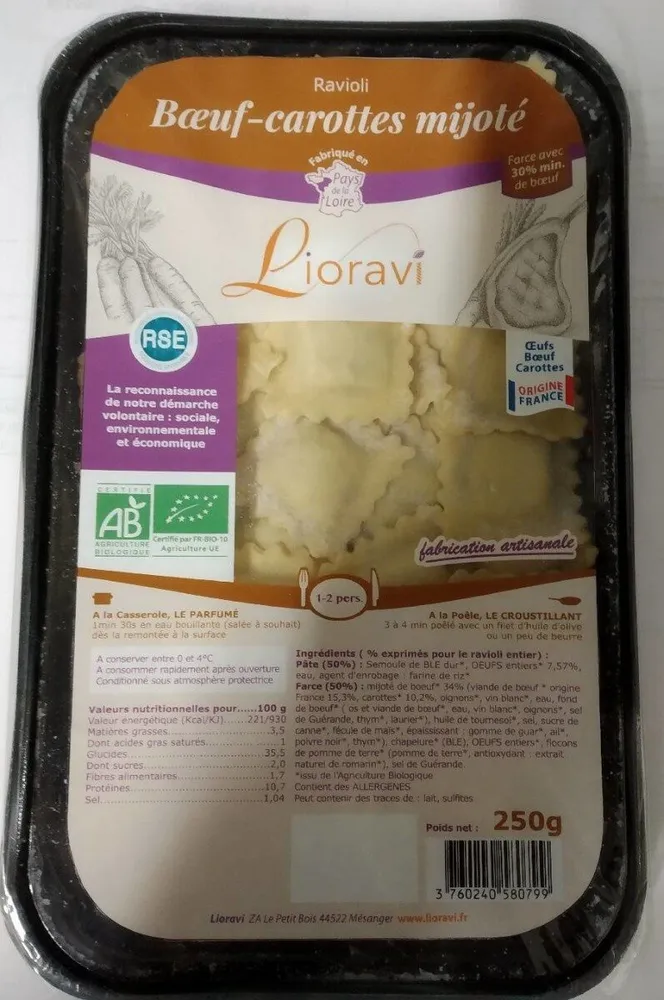 Ravioli boeuf-carottes mijoté