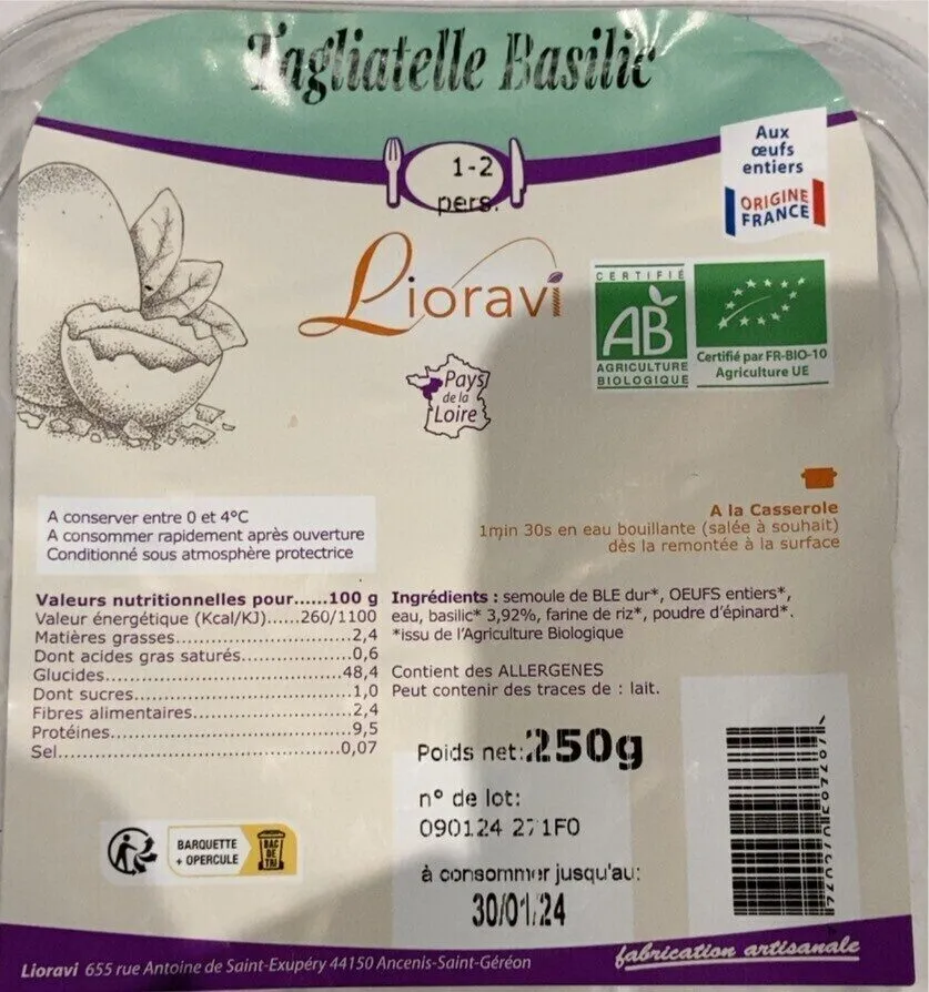 Tagliatelles basilic