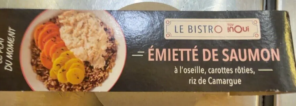 Émietté de saumon , carottes roties /riz camargue
