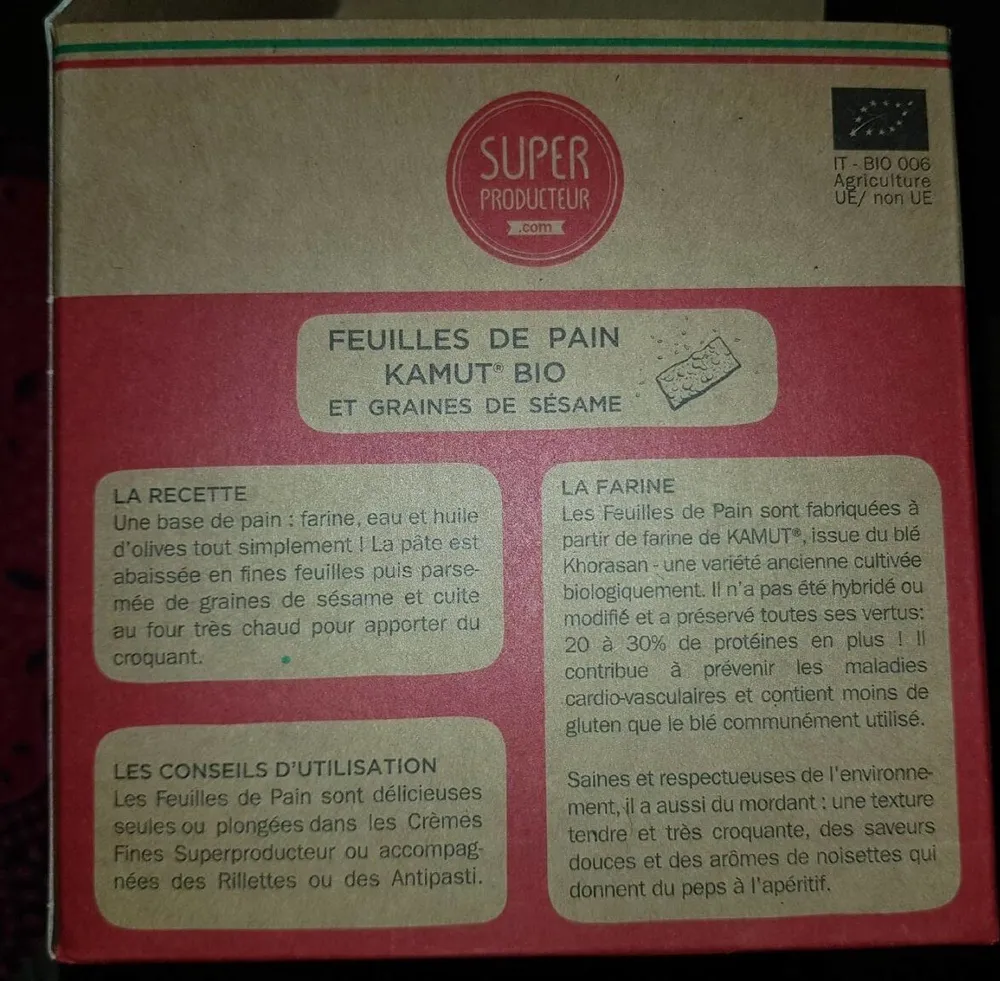 pain kamut bio et graines de sesame