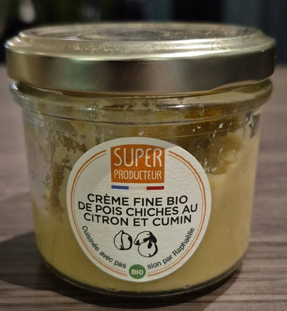 Crème fine bio de pois chiches au citron et cumin