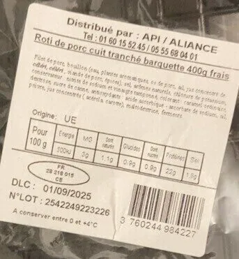 Rôti de porc tranché