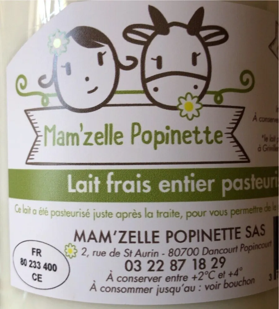 Lait frais entier pasteurisé