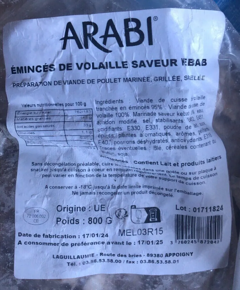 Émincés de voilailes saveur kebab