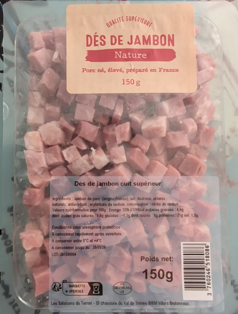 Dés de jambon nature