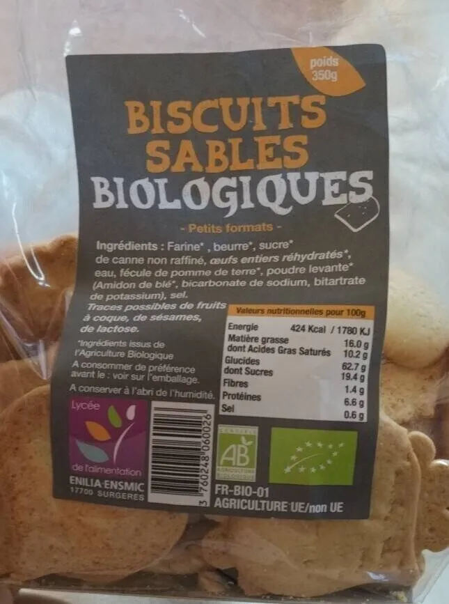Biscuits sablés biologiques