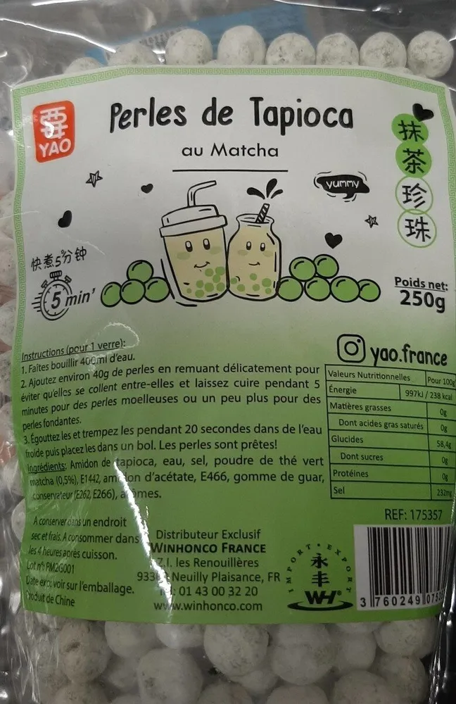 Perle de tapioca matcha