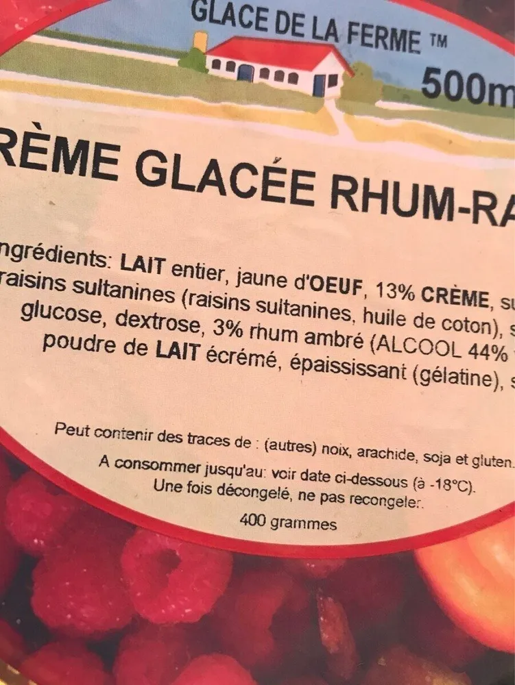 Creme glacée rhum raisin