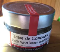 Terrine de campagne boudin noir et pomme caramelisee