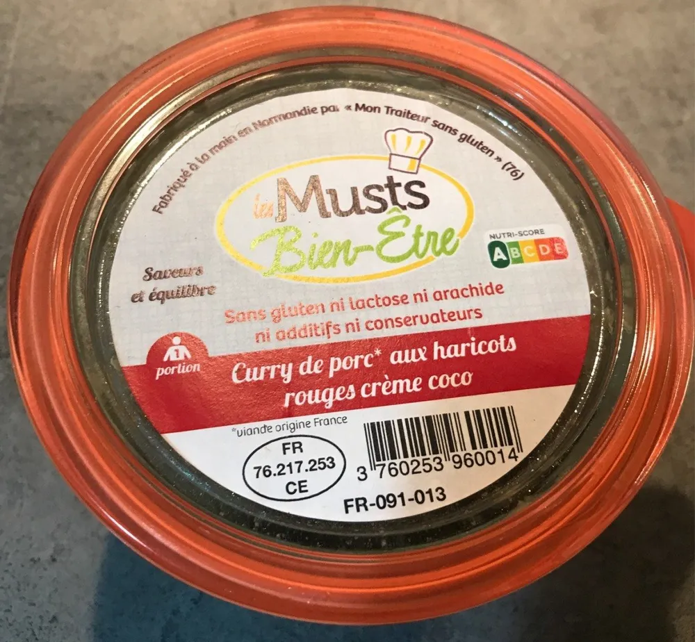 Curry de porv aux haricots rouges creme coco