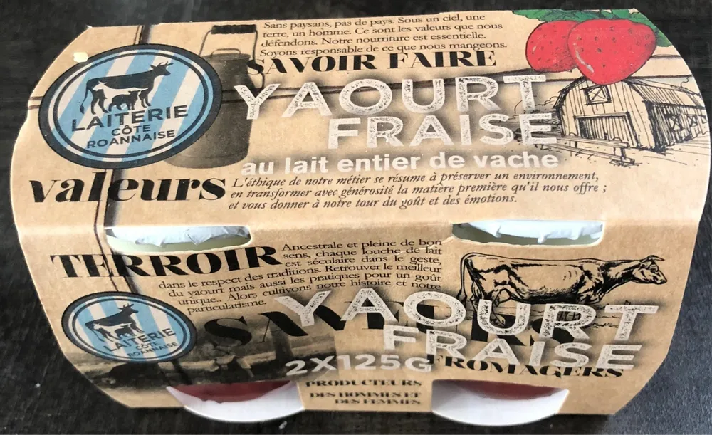 Yaourt à la Fraise au lait entier de vache