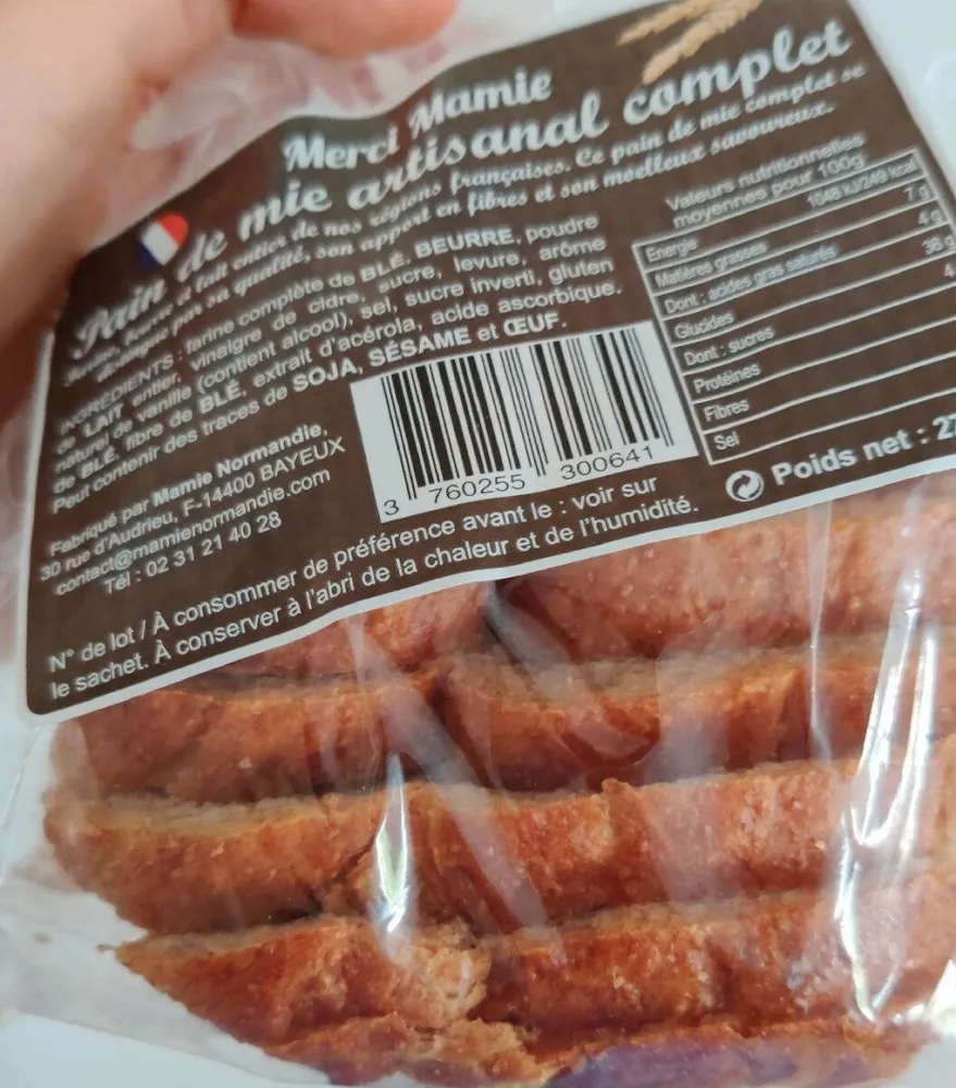 Merci Mamie pain de mie artisanal complet
