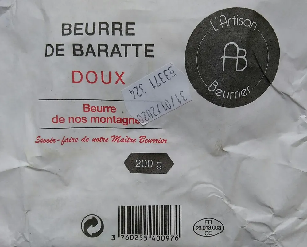 Beurre de baratte doux