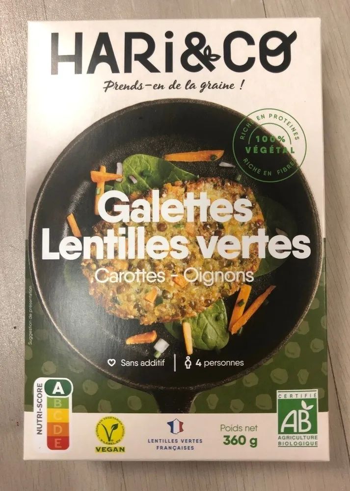 Galettes Lentilles Vertes - Oignons - Carottes