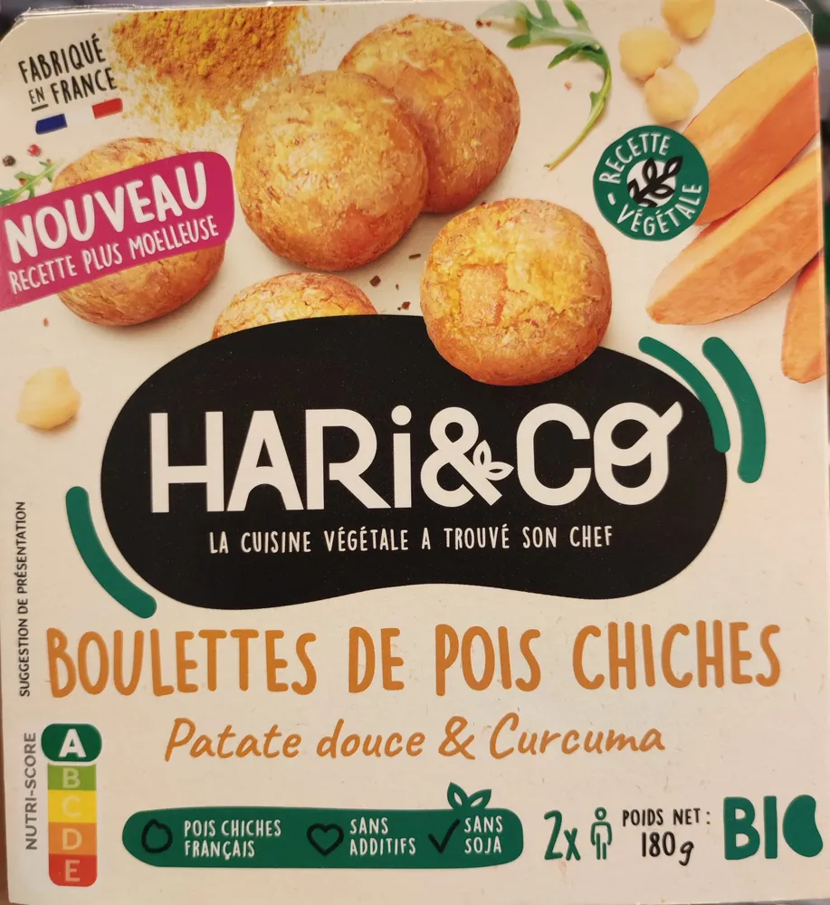 Boulettes de pois chiches Patate douce Curcuma