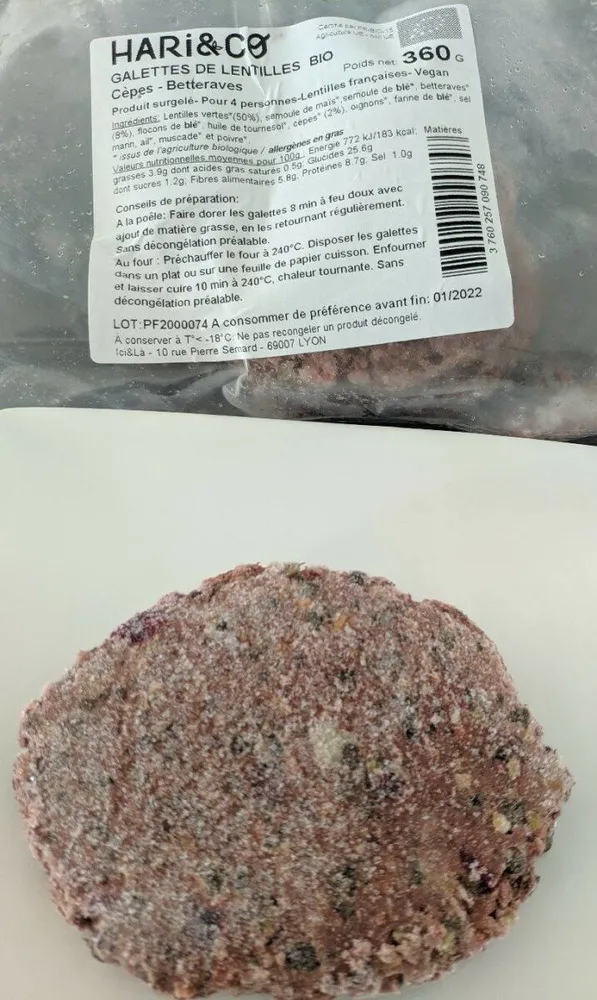 Galettes de lentilles bio