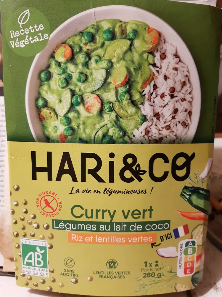 curry vert, légumes au lait de coco